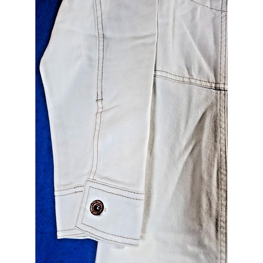 Frye Shirt Dress Women's Large White Denim Long Sleeve ButtonFront Tunic Pockets - Picture 6 of 16